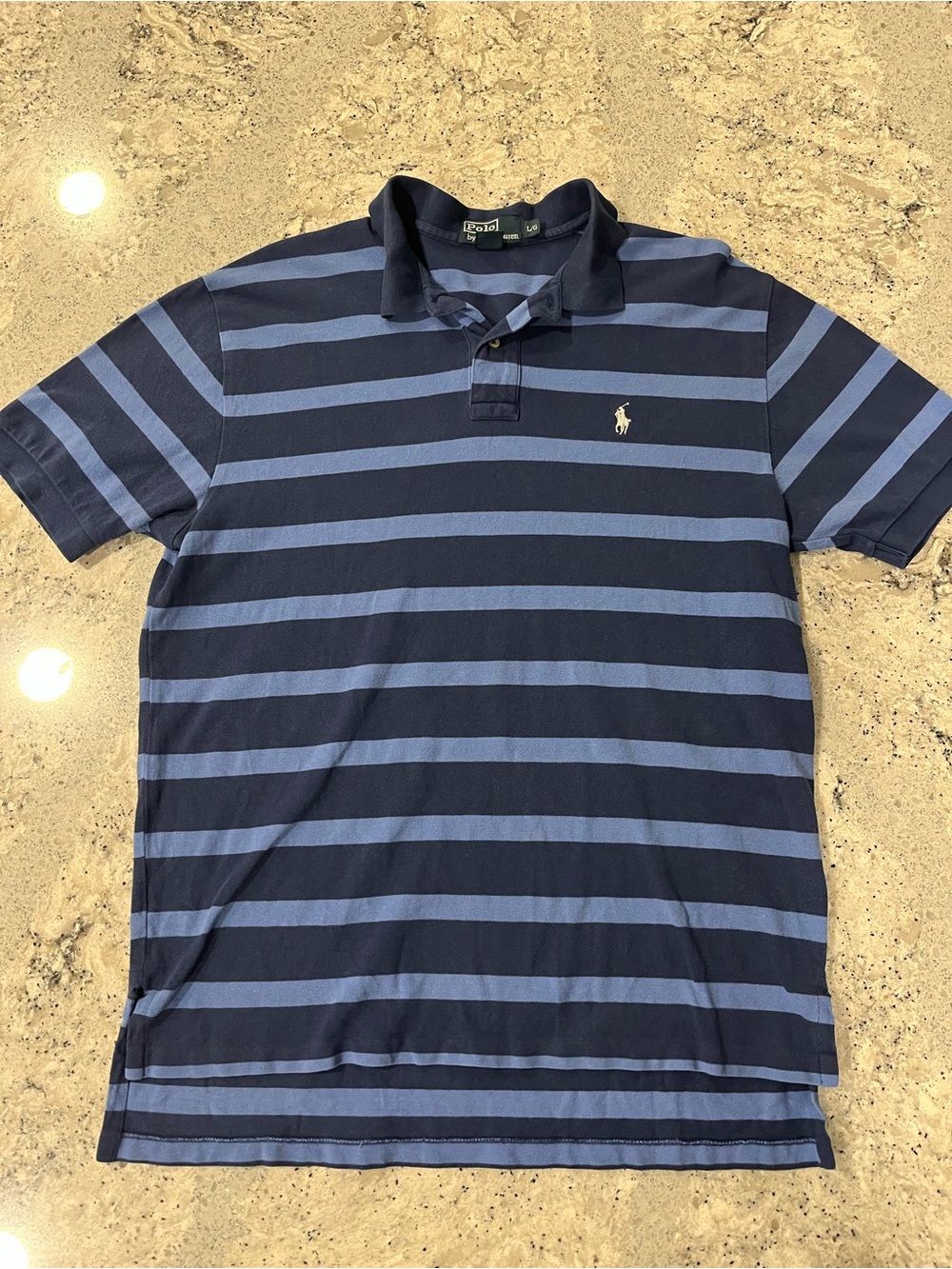 Polo by Ralph Lauren Navy and Light Blue Horizontal Stripe Polo